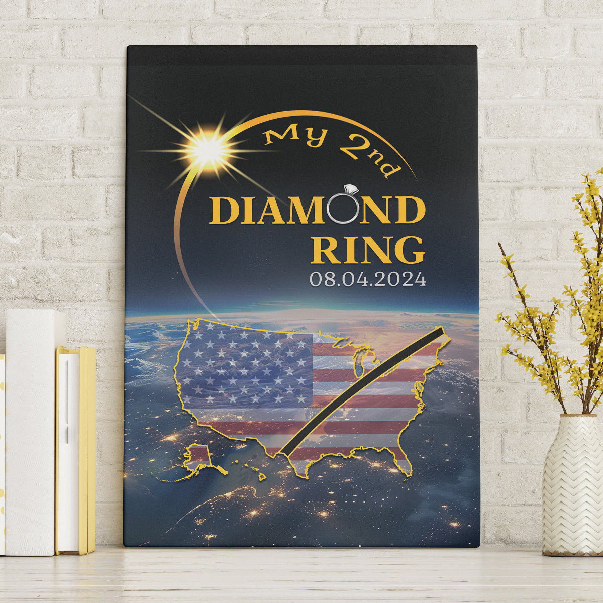 Total Solar Eclipse 2024 Canvas Wall Art My 2nd Diamond Ring - Wonder Print Shop