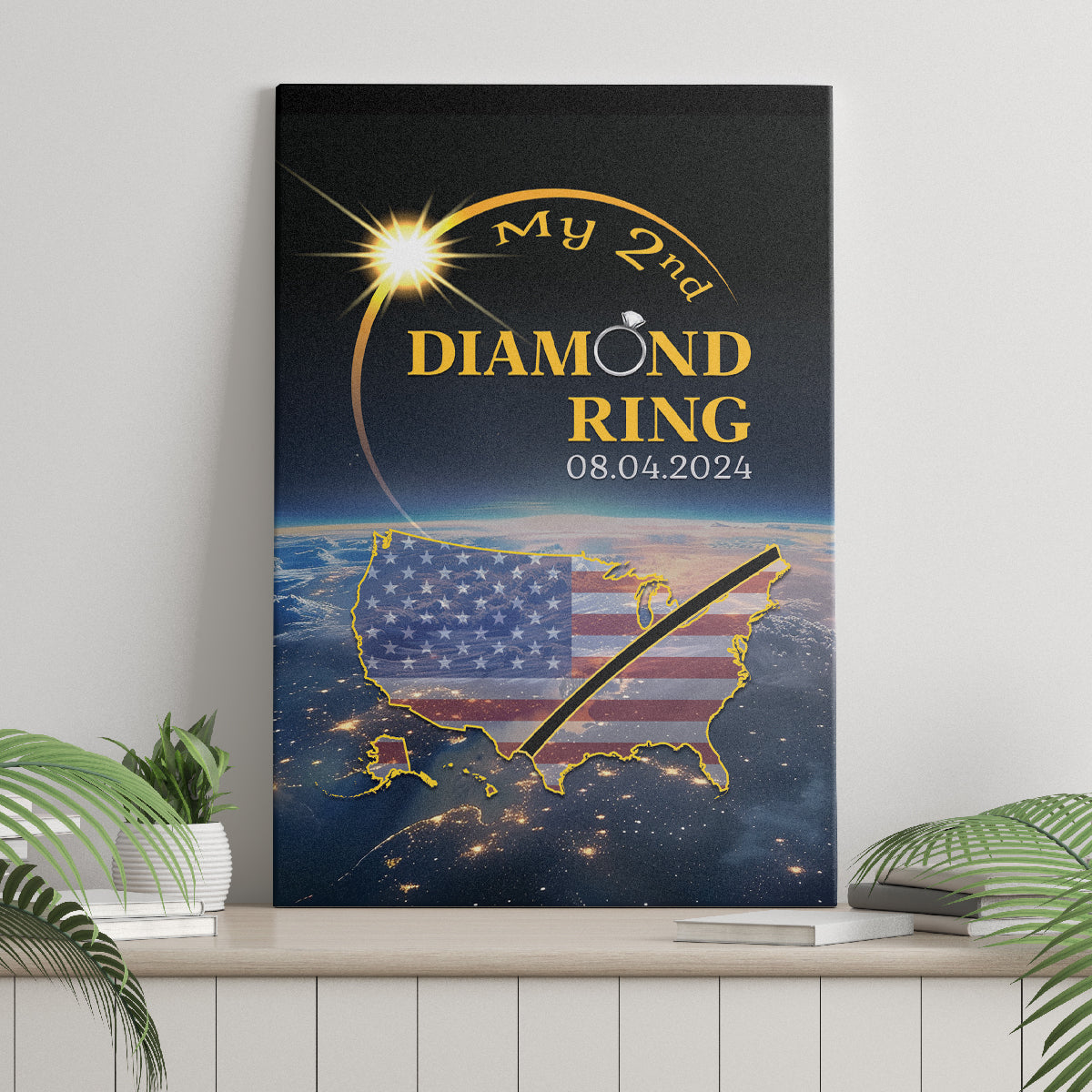 Total Solar Eclipse 2024 Canvas Wall Art My 2nd Diamond Ring - Wonder Print Shop