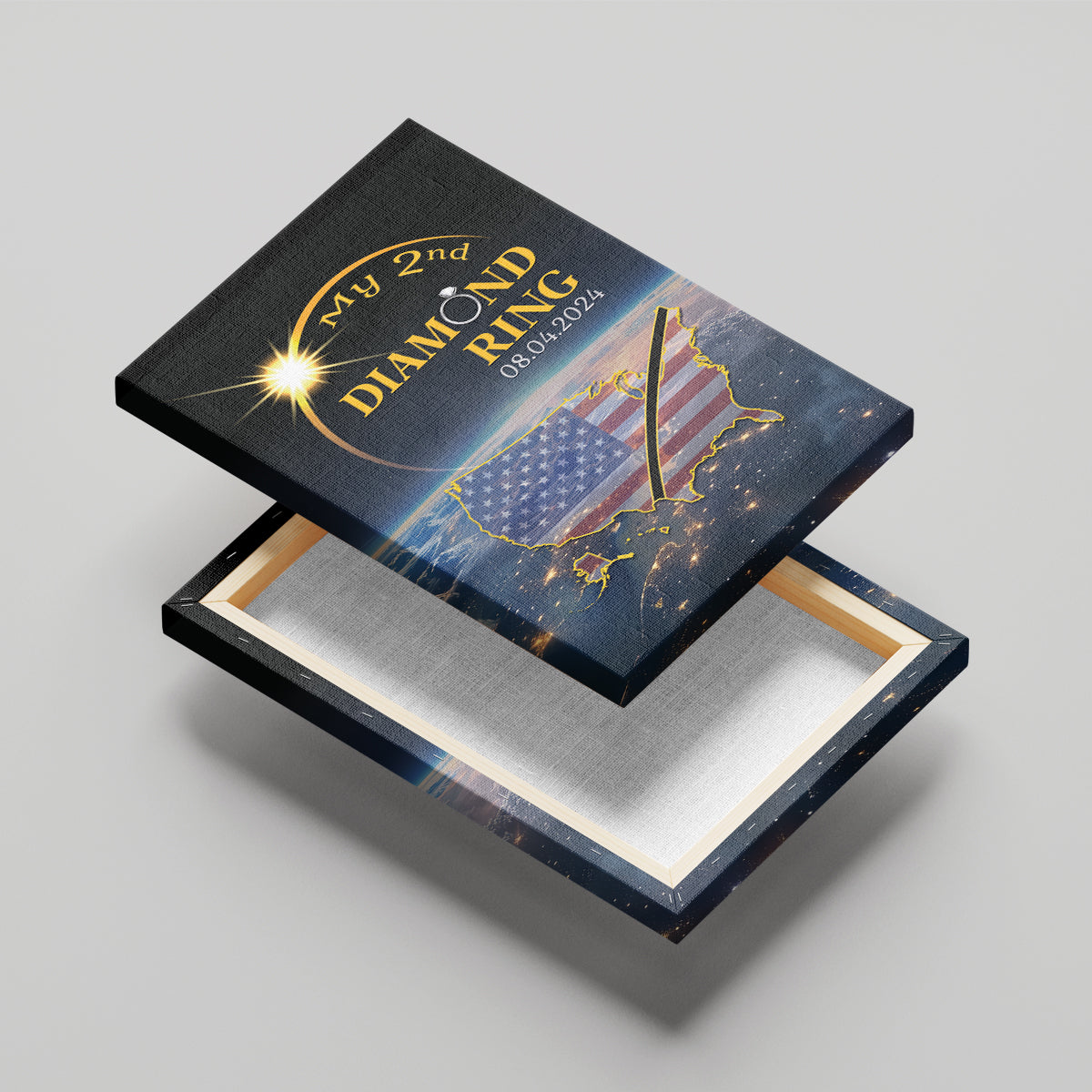 Total Solar Eclipse 2024 Canvas Wall Art My 2nd Diamond Ring - Wonder Print Shop