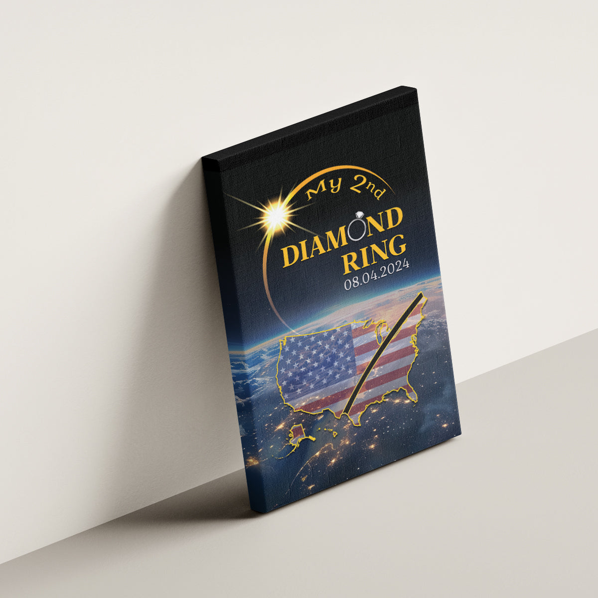 Total Solar Eclipse 2024 Canvas Wall Art My 2nd Diamond Ring - Wonder Print Shop