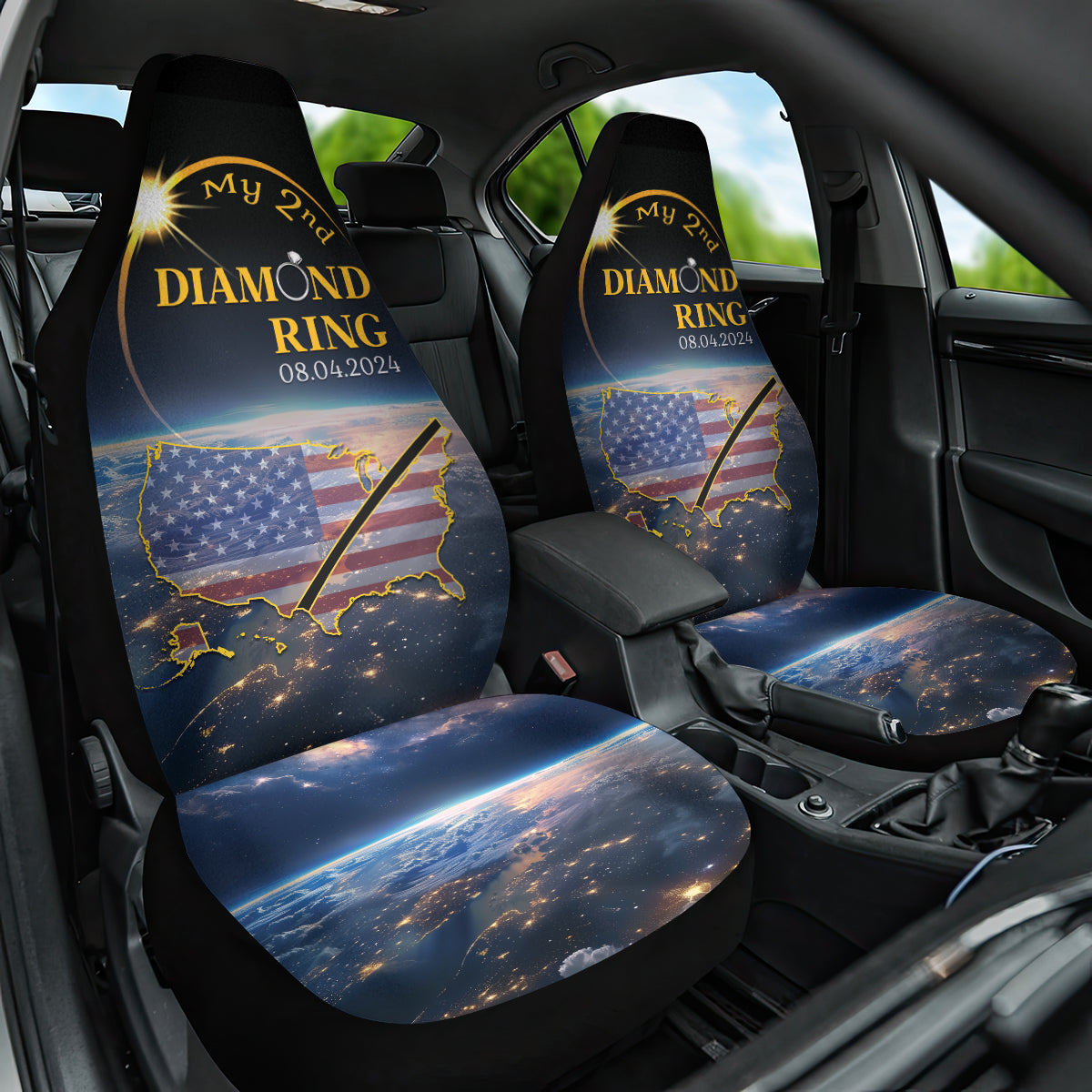 Total Solar Eclipse 2024 Car Seat Cover My 2nd Diamond Ring - Wonder Print Shop