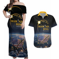 Personalized Total Solar Eclipse 2024 Couples Matching Off Shoulder Maxi Dress and Hawaiian Shirt My 2nd Diamond Ring - Wonder Print Shop