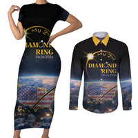 Personalized Total Solar Eclipse 2024 Couples Matching Short Sleeve Bodycon Dress and Long Sleeve Button Shirt My 2nd Diamond Ring - Wonder Print Shop