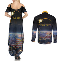 Personalized Total Solar Eclipse 2024 Couples Matching Summer Maxi Dress and Long Sleeve Button Shirt My 2nd Diamond Ring - Wonder Print Shop