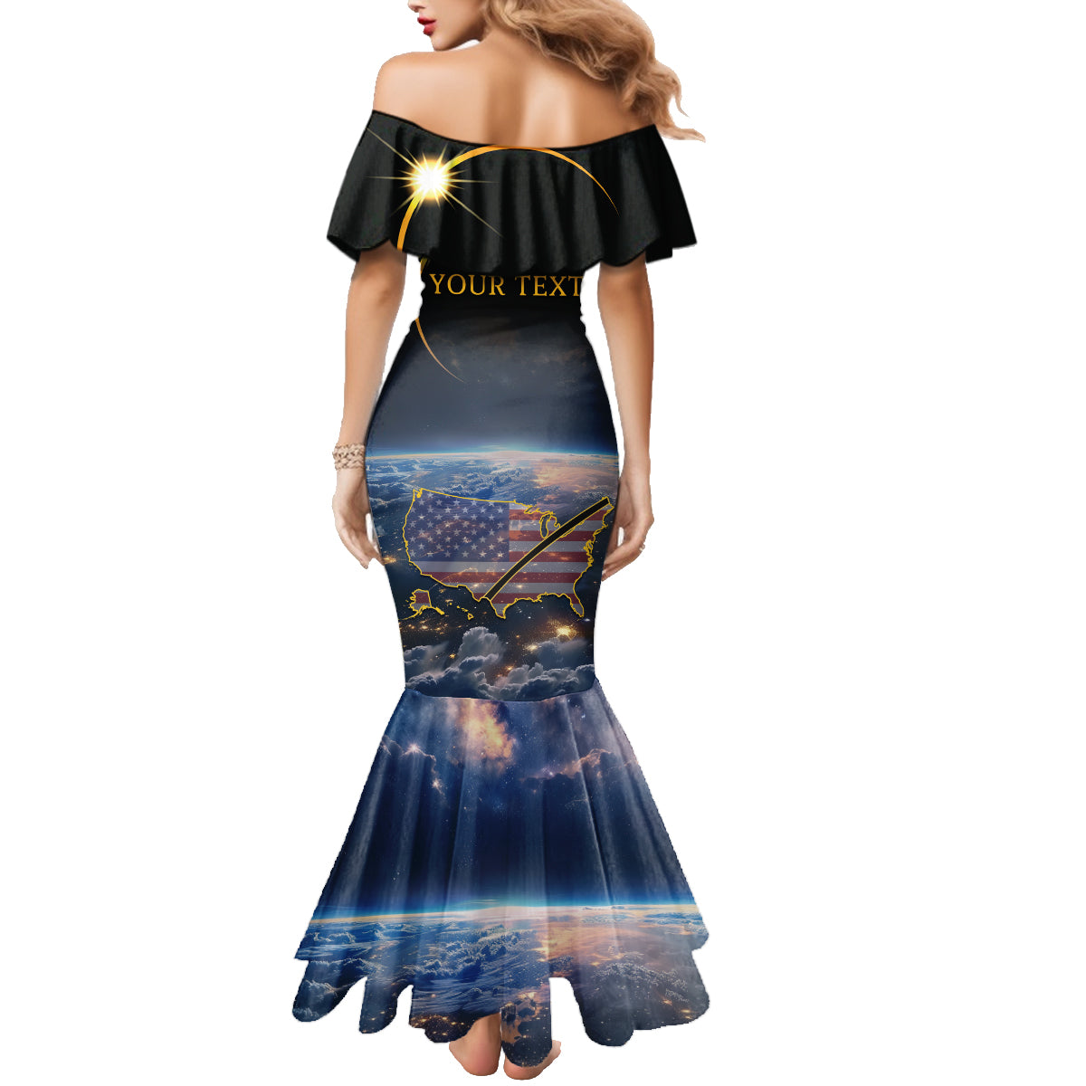 Personalized Total Solar Eclipse 2024 Family Matching Mermaid Dress and Hawaiian Shirt My 2nd Diamond Ring - Wonder Print Shop