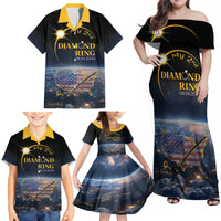 Personalized Total Solar Eclipse 2024 Family Matching Off Shoulder Maxi Dress and Hawaiian Shirt My 2nd Diamond Ring - Wonder Print Shop