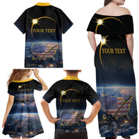 Personalized Total Solar Eclipse 2024 Family Matching Off Shoulder Maxi Dress and Hawaiian Shirt My 2nd Diamond Ring - Wonder Print Shop