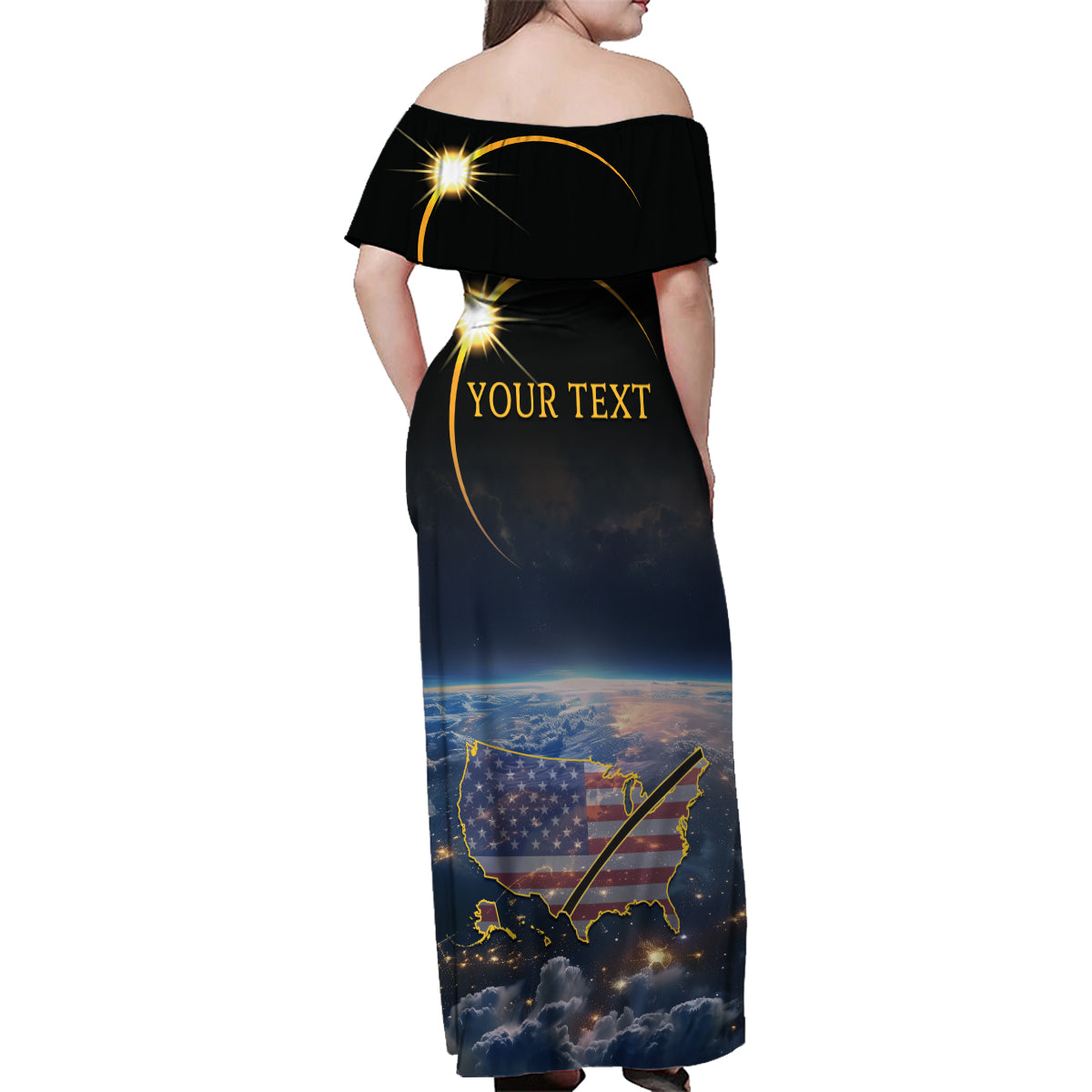 Personalized Total Solar Eclipse 2024 Family Matching Off Shoulder Maxi Dress and Hawaiian Shirt My 2nd Diamond Ring - Wonder Print Shop