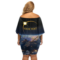 Personalized Total Solar Eclipse 2024 Family Matching Off Shoulder Short Dress and Hawaiian Shirt My 2nd Diamond Ring - Wonder Print Shop