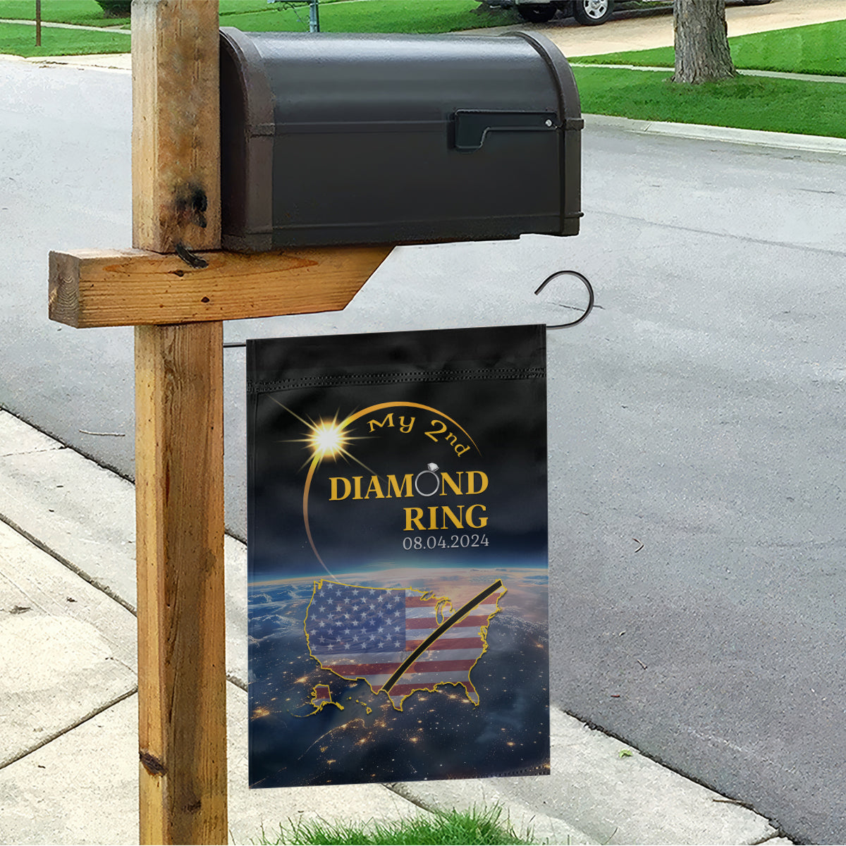 Total Solar Eclipse 2024 Garden Flag My 2nd Diamond Ring - Wonder Print Shop