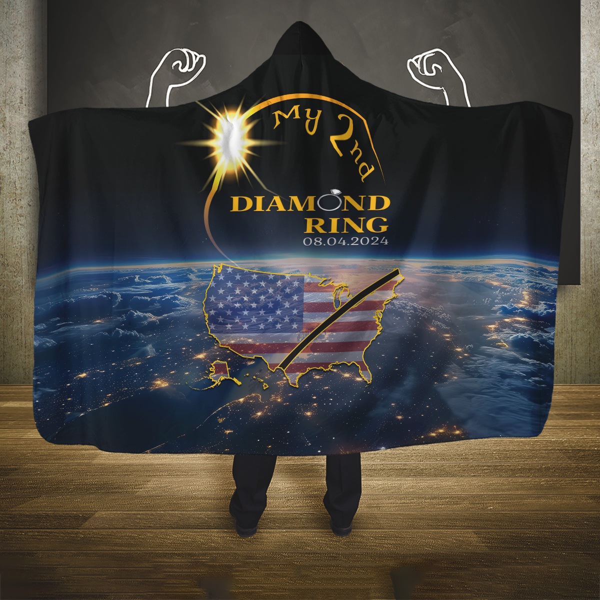 Total Solar Eclipse 2024 Hooded Blanket My 2nd Diamond Ring
