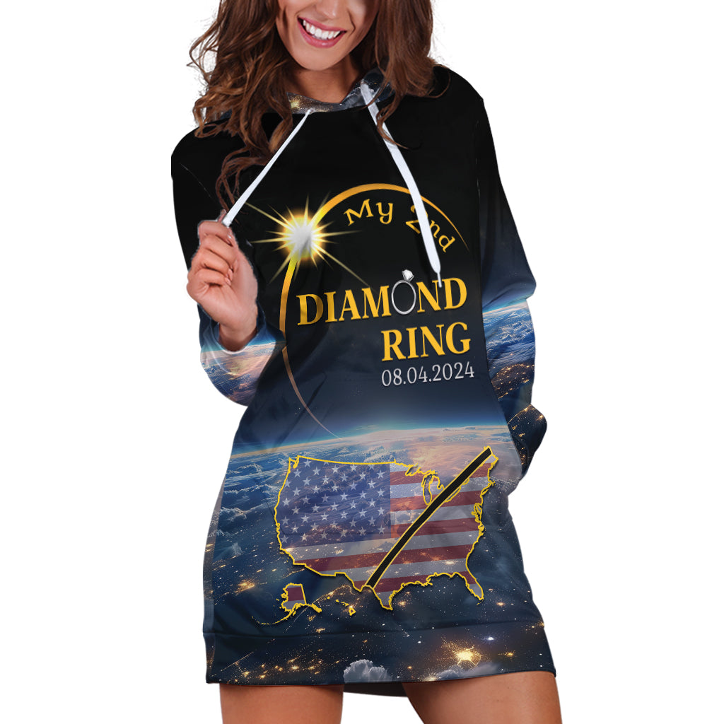 Personalized Total Solar Eclipse 2024 Hoodie Dress My 2nd Diamond Ring - Wonder Print Shop