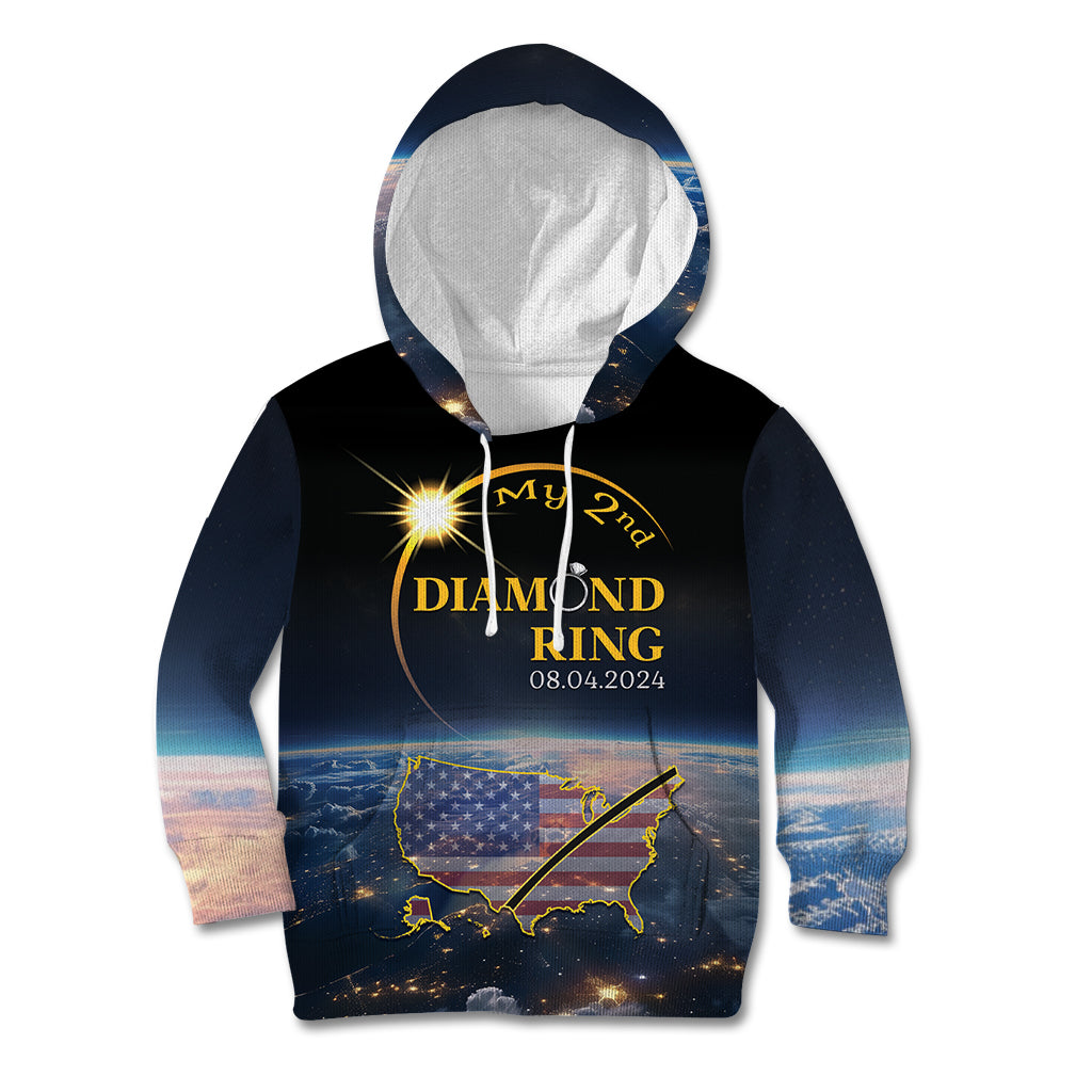 Personalized Total Solar Eclipse 2024 Kid Hoodie My 2nd Diamond Ring - Wonder Print Shop