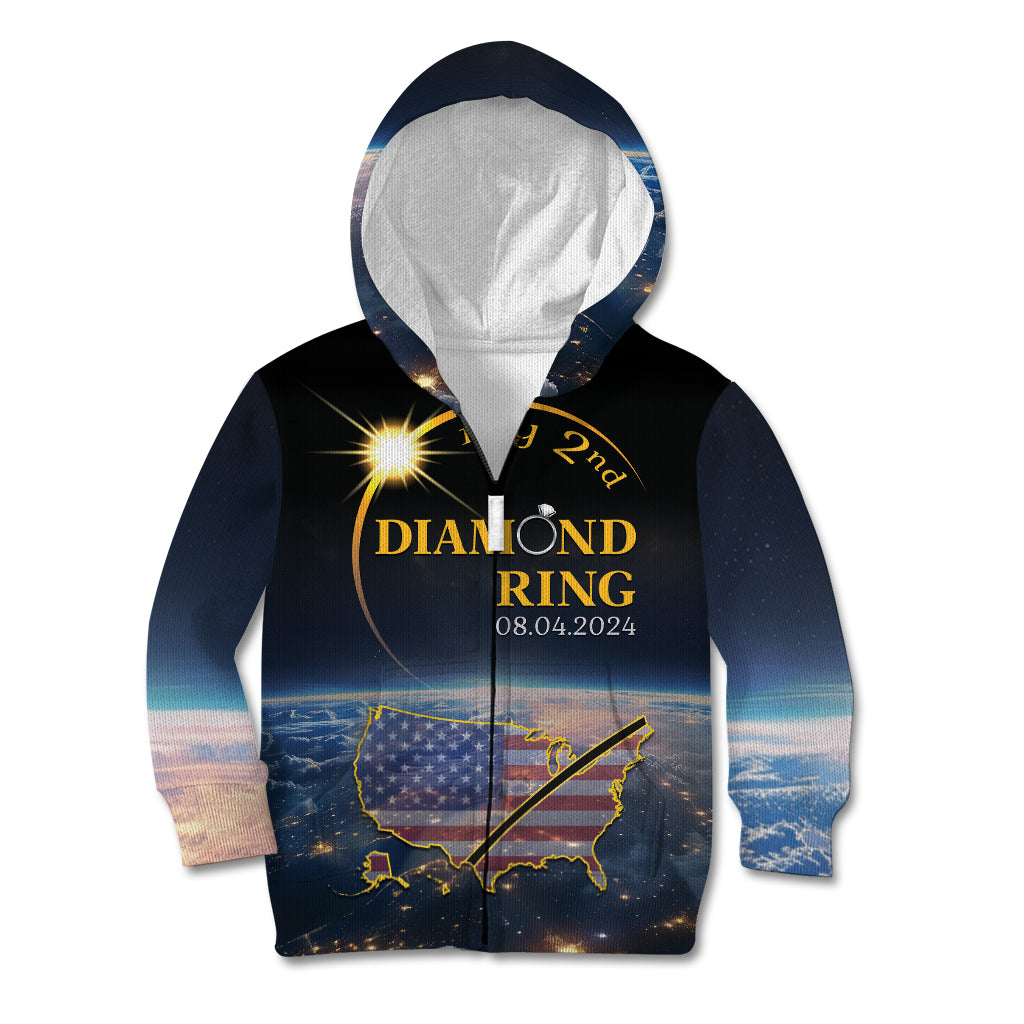 Personalized Total Solar Eclipse 2024 Kid Hoodie My 2nd Diamond Ring - Wonder Print Shop