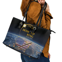 Total Solar Eclipse 2024 Leather Tote Bag My 2nd Diamond Ring - Wonder Print Shop