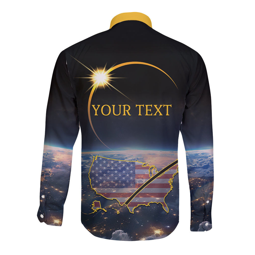 Personalized Total Solar Eclipse 2024 Long Sleeve Button Shirt My 2nd Diamond Ring - Wonder Print Shop