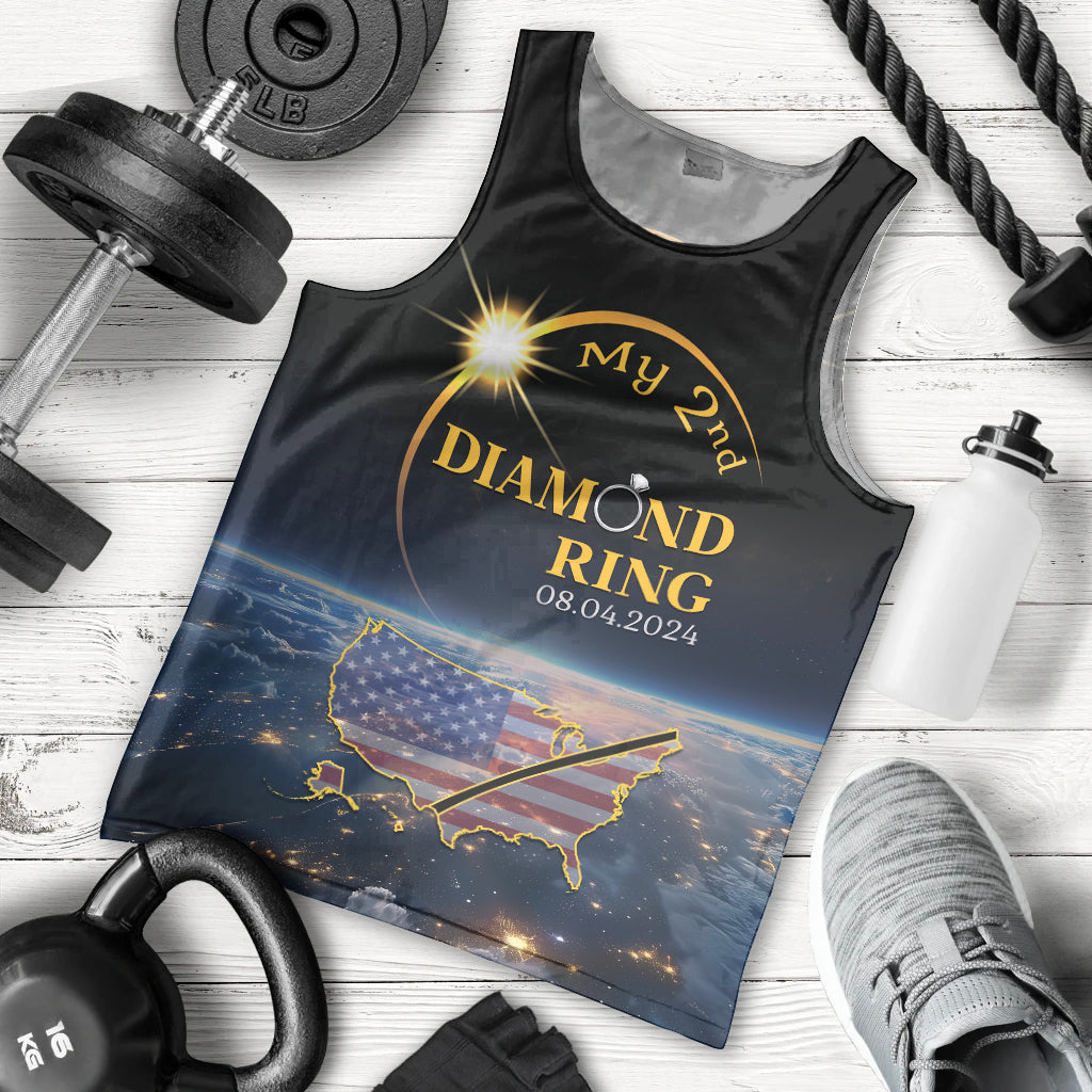 Personalized Total Solar Eclipse 2024 Men Tank Top My 2nd Diamond Ring - Wonder Print Shop