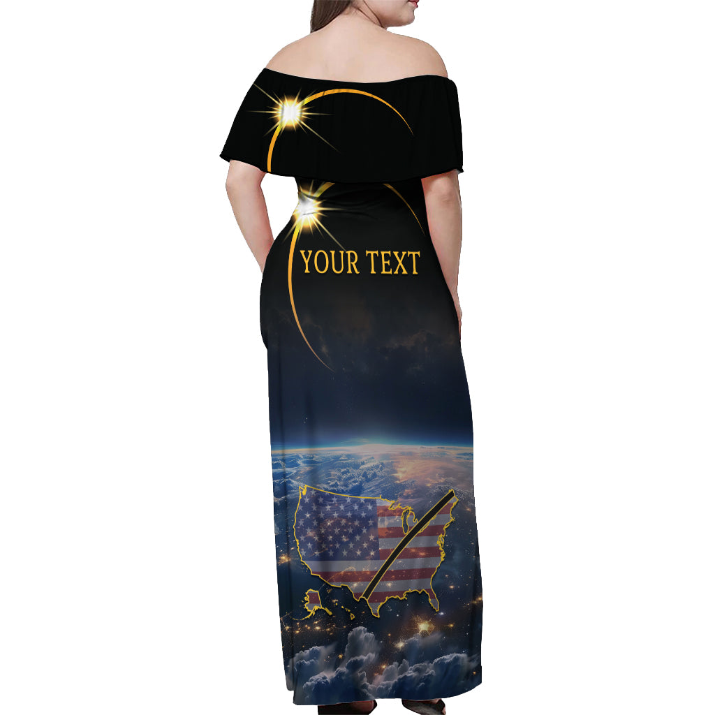 Personalized Total Solar Eclipse 2024 Off Shoulder Maxi Dress My 2nd Diamond Ring - Wonder Print Shop