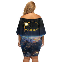 Personalized Total Solar Eclipse 2024 Off Shoulder Short Dress My 2nd Diamond Ring - Wonder Print Shop