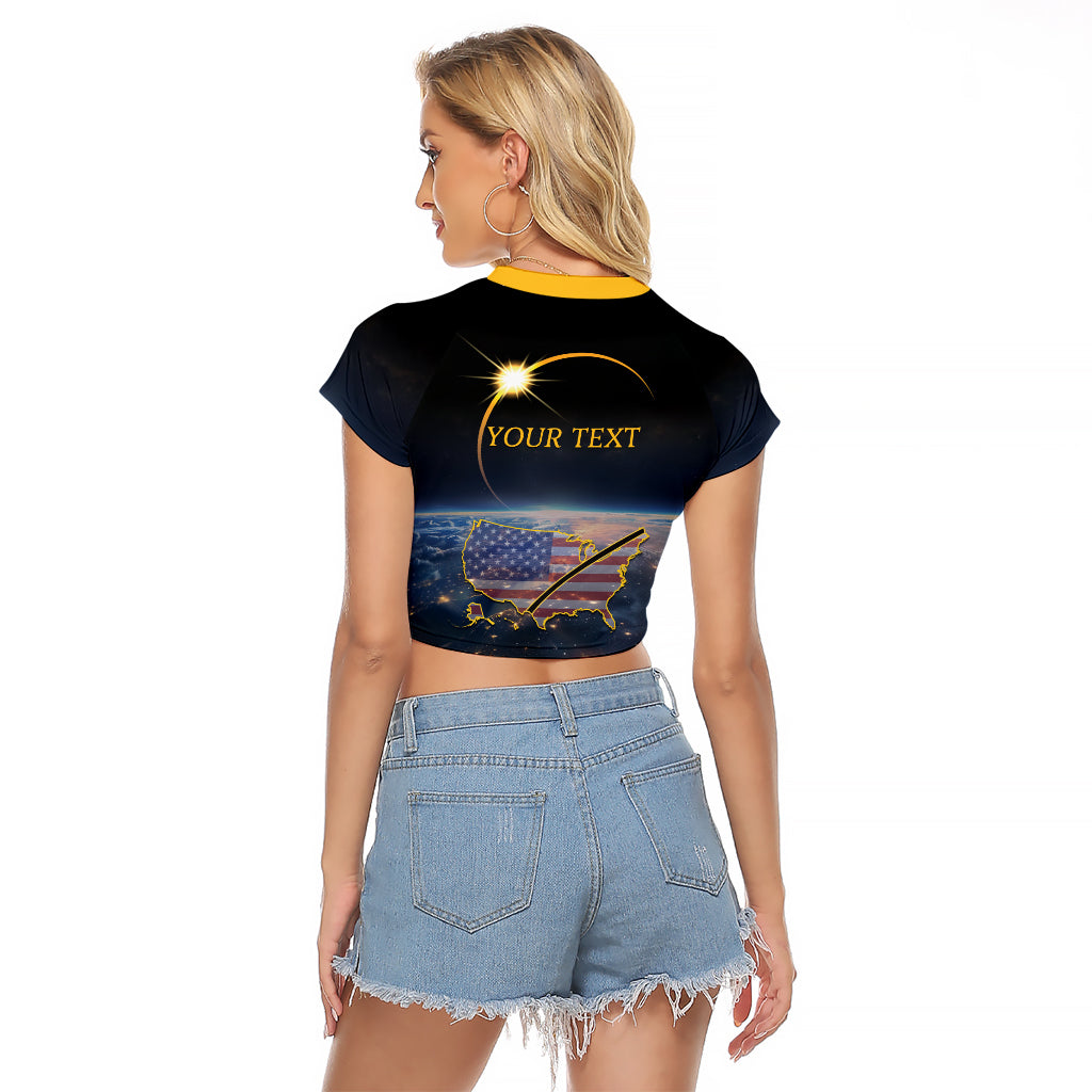 Personalized Total Solar Eclipse 2024 Raglan Cropped T Shirt My 2nd Diamond Ring - Wonder Print Shop