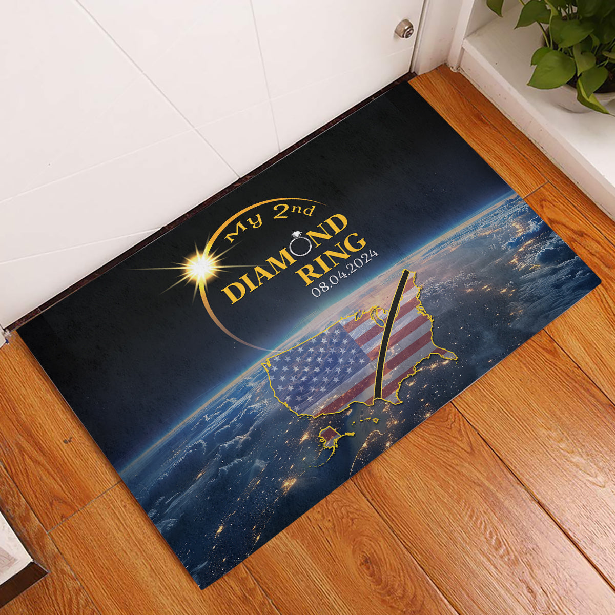 Total Solar Eclipse 2024 Rubber Doormat My 2nd Diamond Ring - Wonder Print Shop
