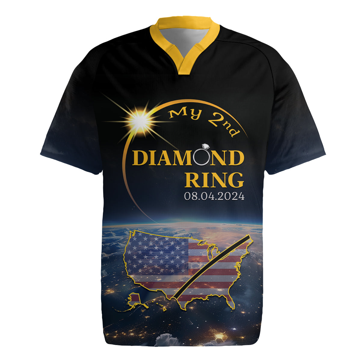 Personalized Total Solar Eclipse 2024 Rugby Jersey My 2nd Diamond Ring - Wonder Print Shop