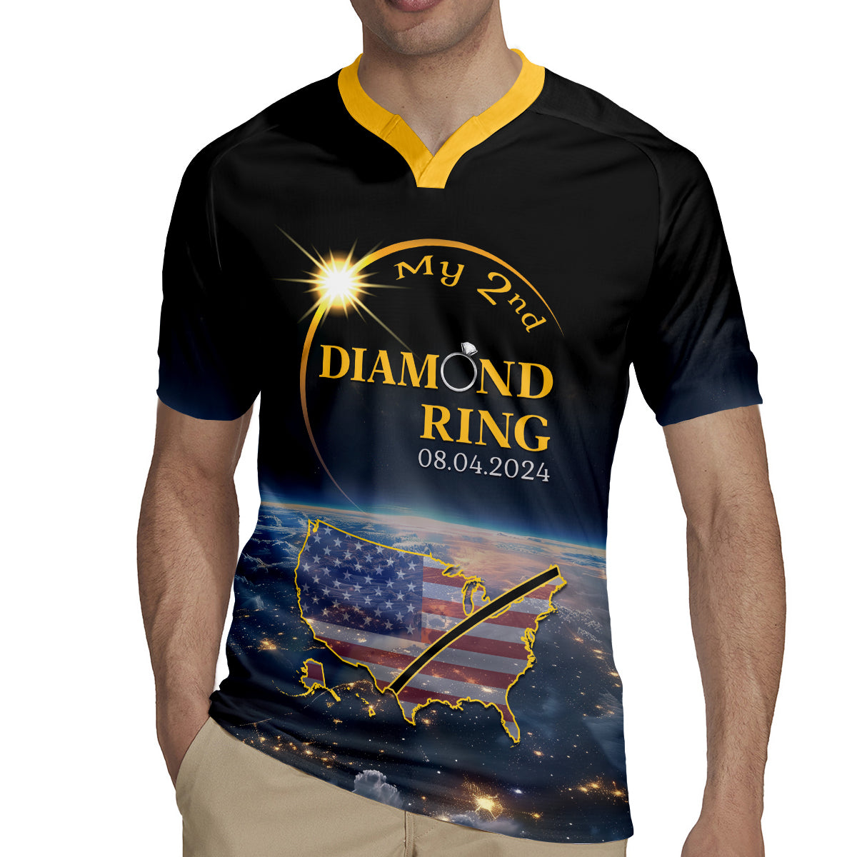 Personalized Total Solar Eclipse 2024 Rugby Jersey My 2nd Diamond Ring - Wonder Print Shop
