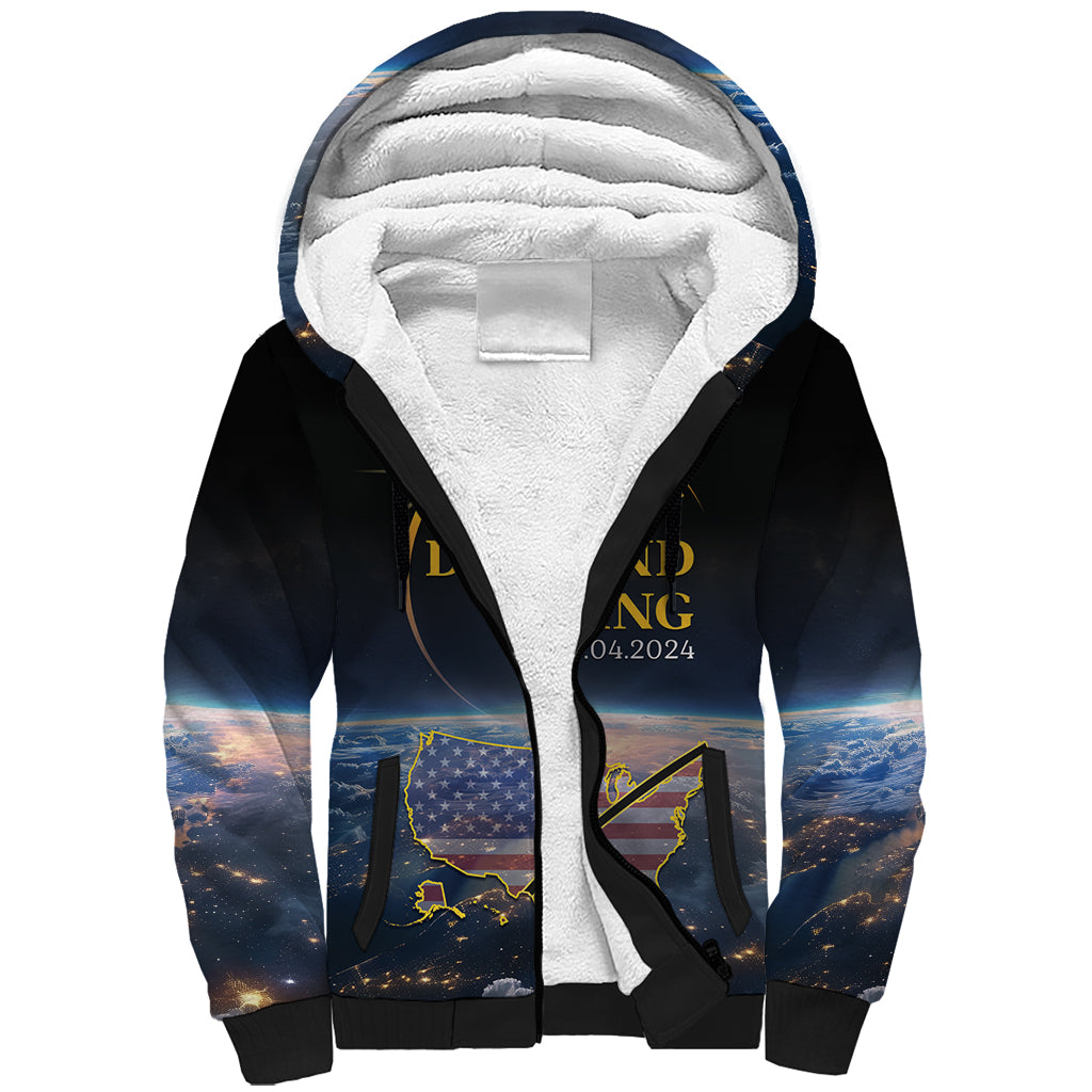 Personalized Total Solar Eclipse 2024 Sherpa Hoodie My 2nd Diamond Ring - Wonder Print Shop