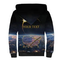 Personalized Total Solar Eclipse 2024 Sherpa Hoodie My 2nd Diamond Ring - Wonder Print Shop