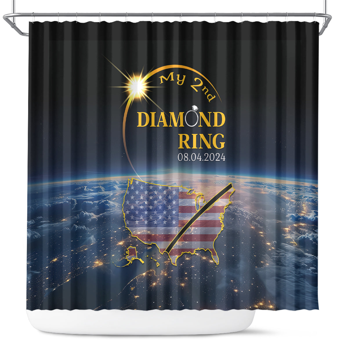 Total Solar Eclipse 2024 Shower Curtain My 2nd Diamond Ring