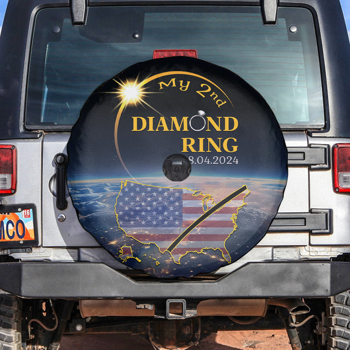 Total Solar Eclipse 2024 Spare Tire Cover My 2nd Diamond Ring - Wonder Print Shop