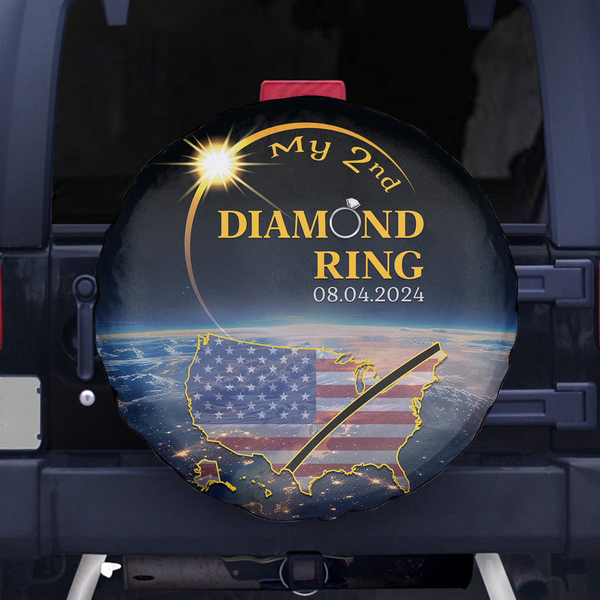 Total Solar Eclipse 2024 Spare Tire Cover My 2nd Diamond Ring - Wonder Print Shop