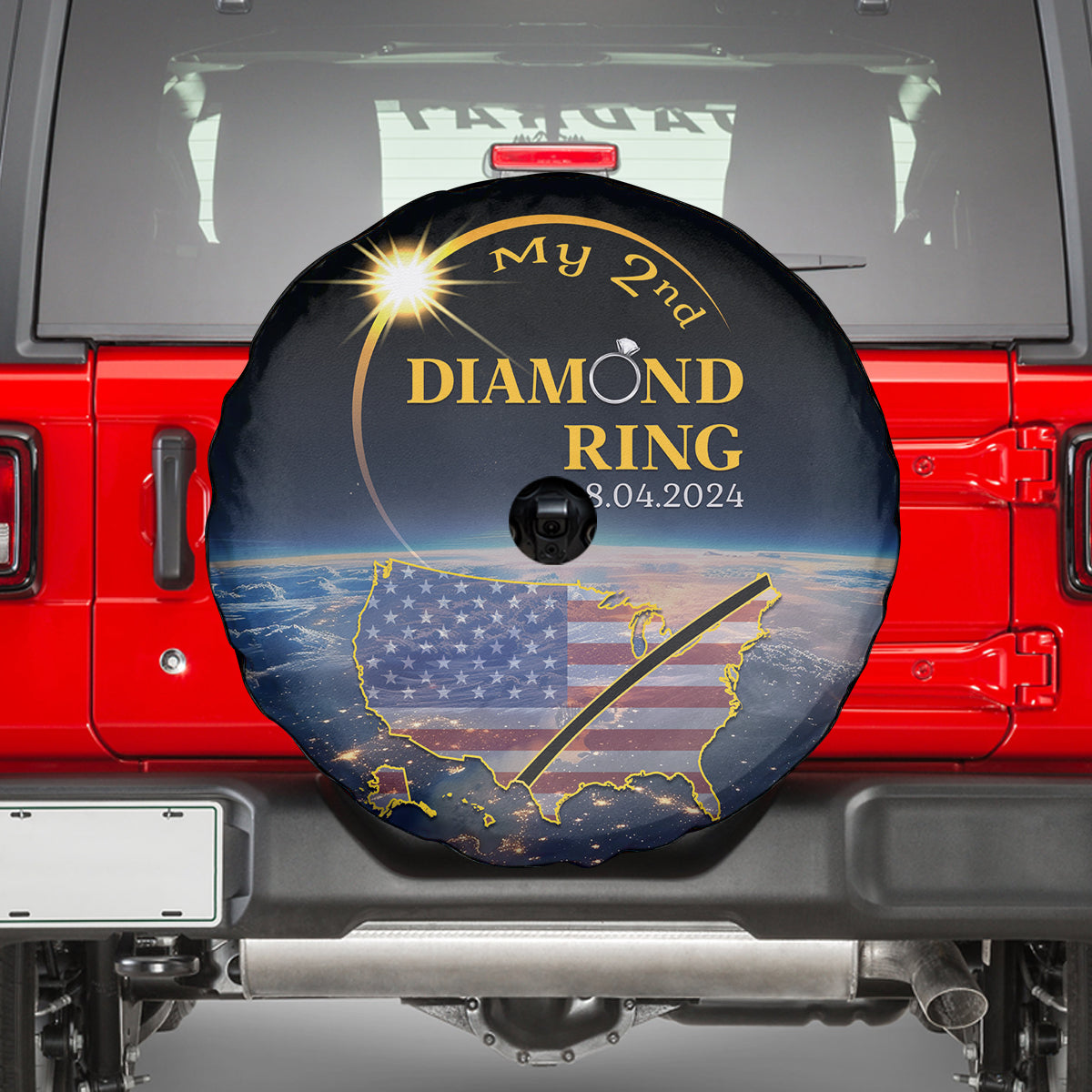 Total Solar Eclipse 2024 Spare Tire Cover My 2nd Diamond Ring - Wonder Print Shop
