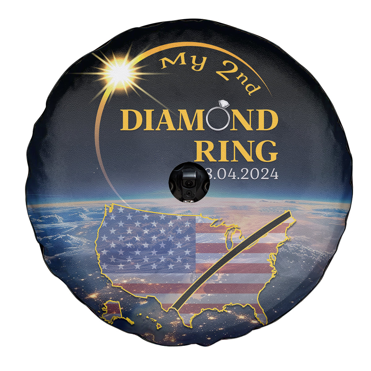 Total Solar Eclipse 2024 Spare Tire Cover My 2nd Diamond Ring - Wonder Print Shop