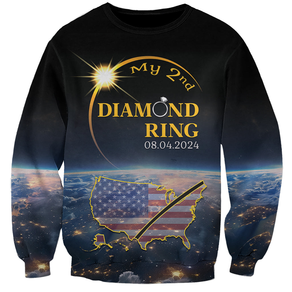 Personalized Total Solar Eclipse 2024 Sweatshirt My 2nd Diamond Ring - Wonder Print Shop