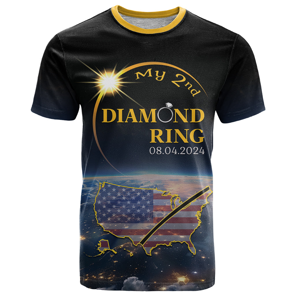 Personalized Total Solar Eclipse 2024 T Shirt My 2nd Diamond Ring - Wonder Print Shop