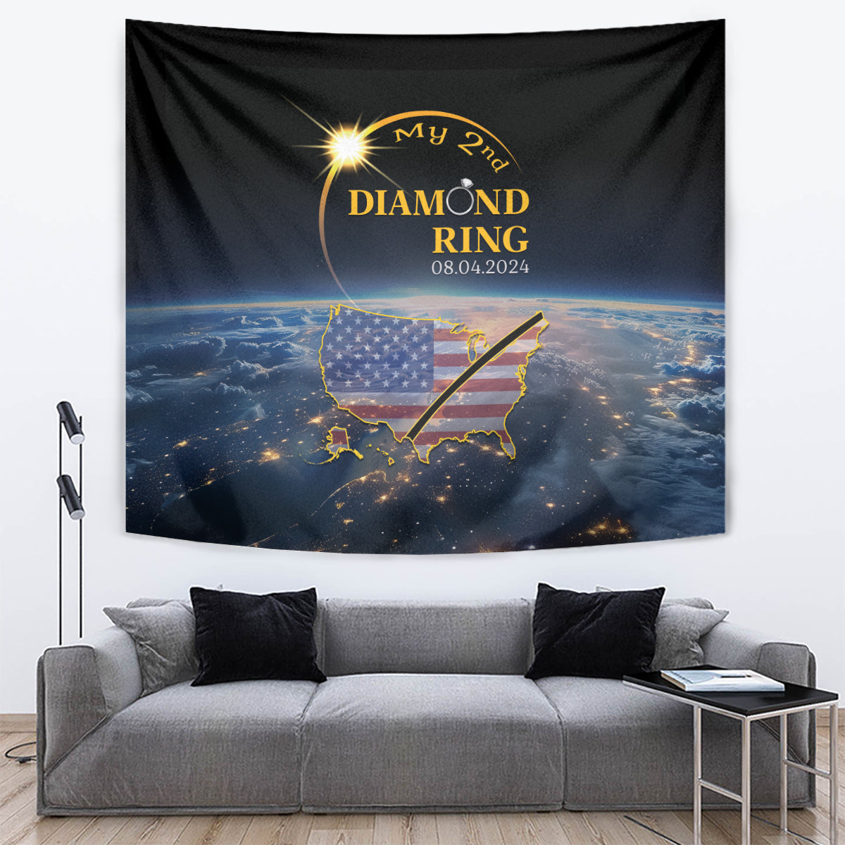 Total Solar Eclipse 2024 Tapestry My 2nd Diamond Ring - Wonder Print Shop