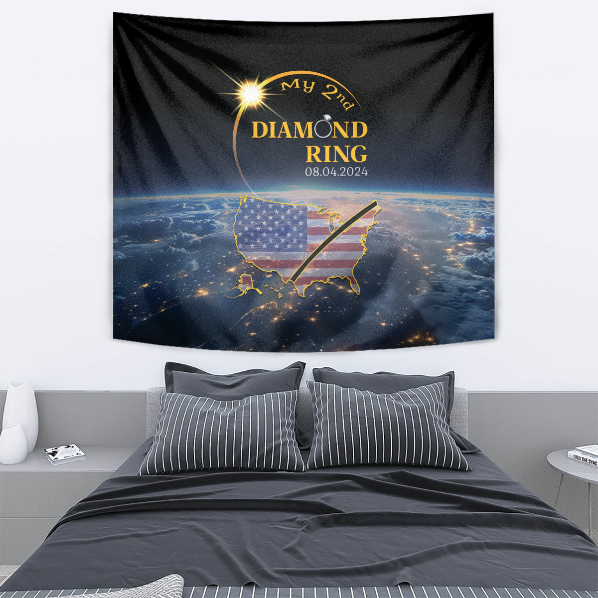 Total Solar Eclipse 2024 Tapestry My 2nd Diamond Ring - Wonder Print Shop