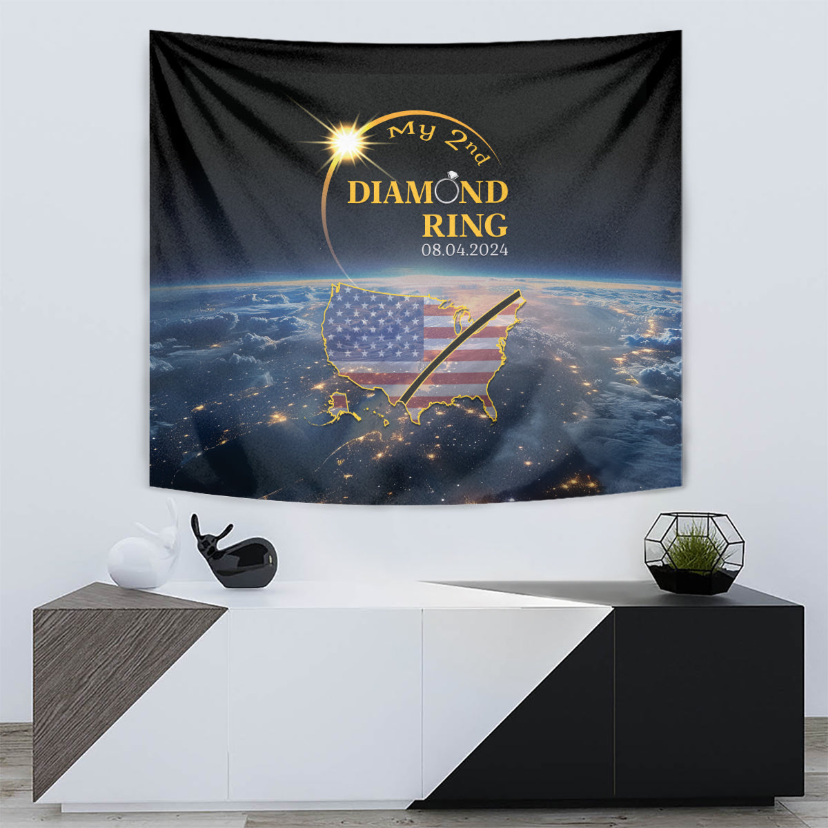 Total Solar Eclipse 2024 Tapestry My 2nd Diamond Ring - Wonder Print Shop