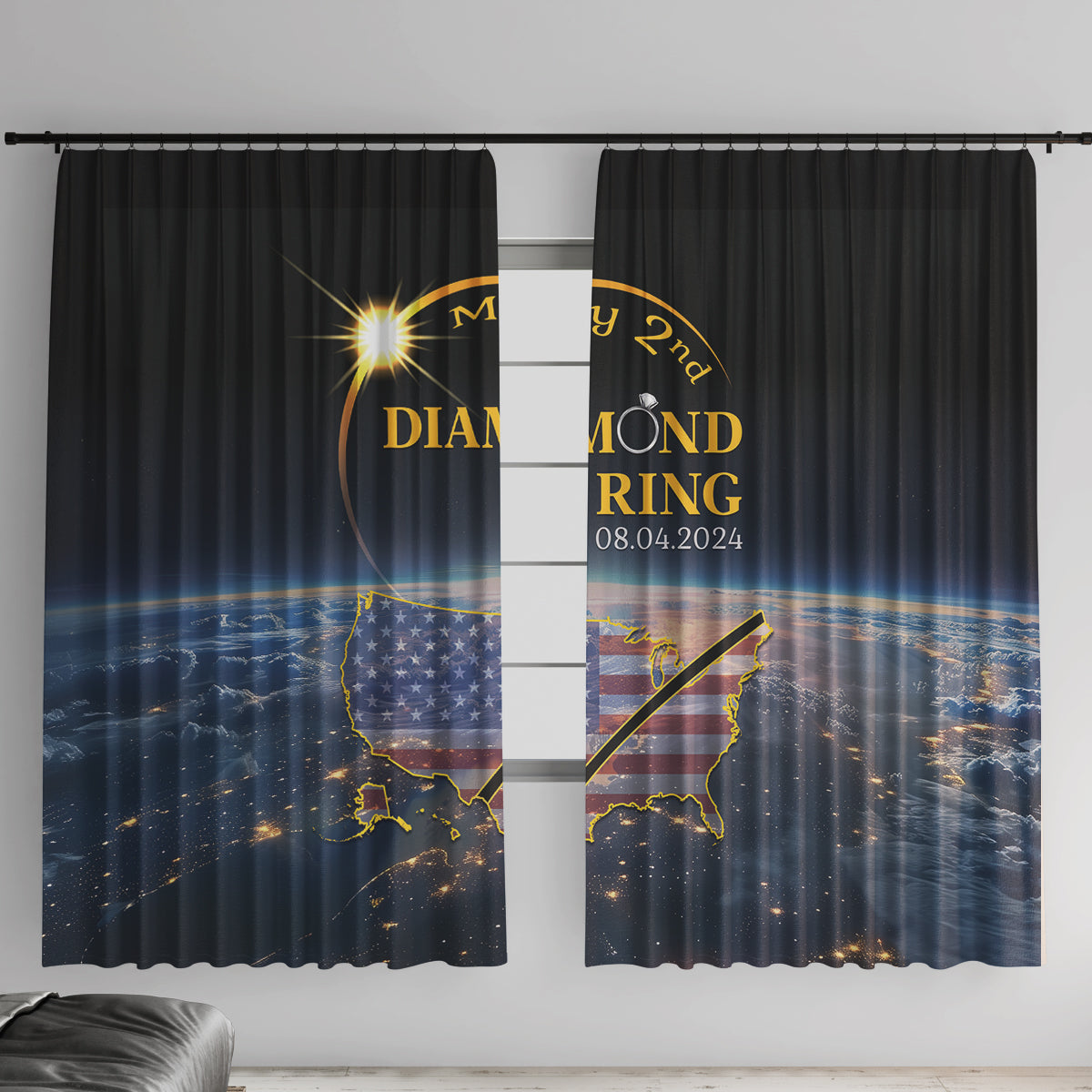 Total Solar Eclipse 2024 Window Curtain My 2nd Diamond Ring - Wonder Print Shop