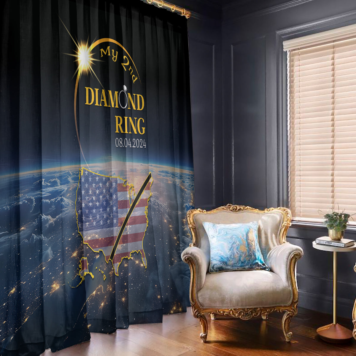 Total Solar Eclipse 2024 Window Curtain My 2nd Diamond Ring - Wonder Print Shop