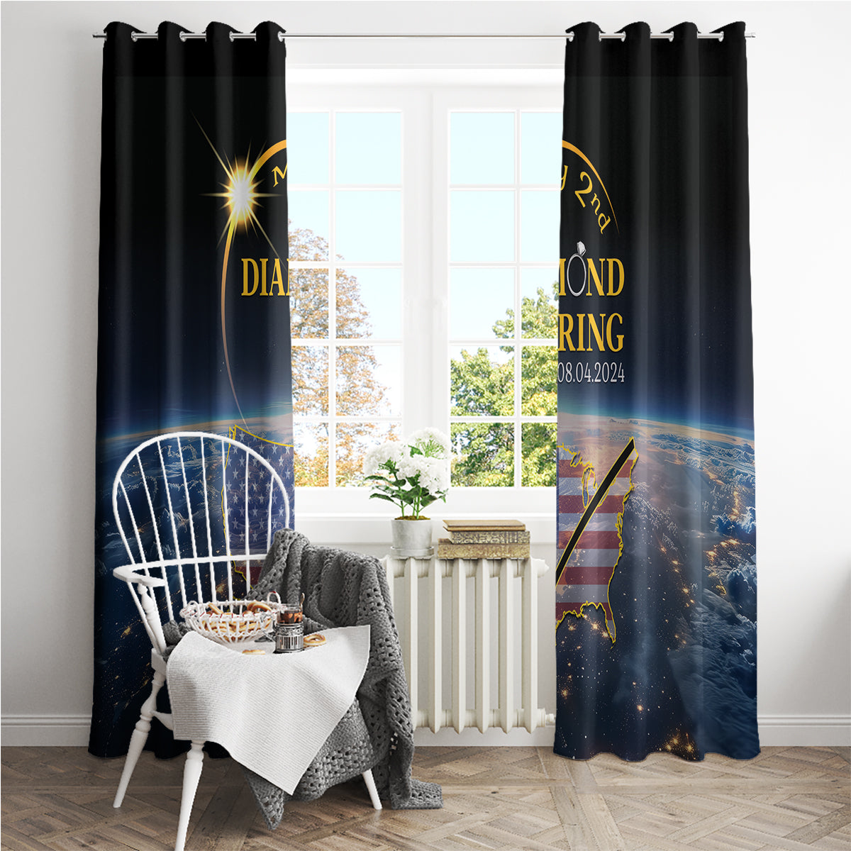 Total Solar Eclipse 2024 Window Curtain My 2nd Diamond Ring - Wonder Print Shop