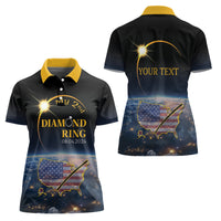 Personalized Total Solar Eclipse 2024 Women Polo Shirt My 2nd Diamond Ring - Wonder Print Shop