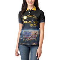 Personalized Total Solar Eclipse 2024 Women Polo Shirt My 2nd Diamond Ring - Wonder Print Shop