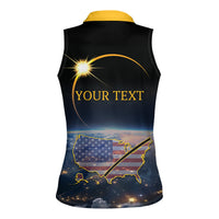 Personalized Total Solar Eclipse 2024 Women Sleeveless Polo Shirt My 2nd Diamond Ring - Wonder Print Shop