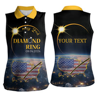 Personalized Total Solar Eclipse 2024 Women Sleeveless Polo Shirt My 2nd Diamond Ring - Wonder Print Shop