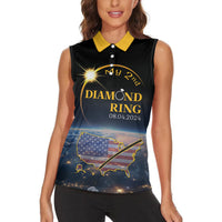 Personalized Total Solar Eclipse 2024 Women Sleeveless Polo Shirt My 2nd Diamond Ring - Wonder Print Shop