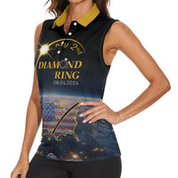 Personalized Total Solar Eclipse 2024 Women Sleeveless Polo Shirt My 2nd Diamond Ring - Wonder Print Shop
