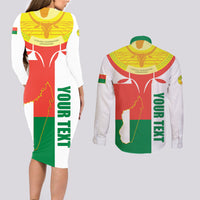 Madagascar Independence Day Couples Matching Long Sleeve Bodycon Dress and Long Sleeve Button Shirt Madagasikara June 26 - Wonder Print Shop