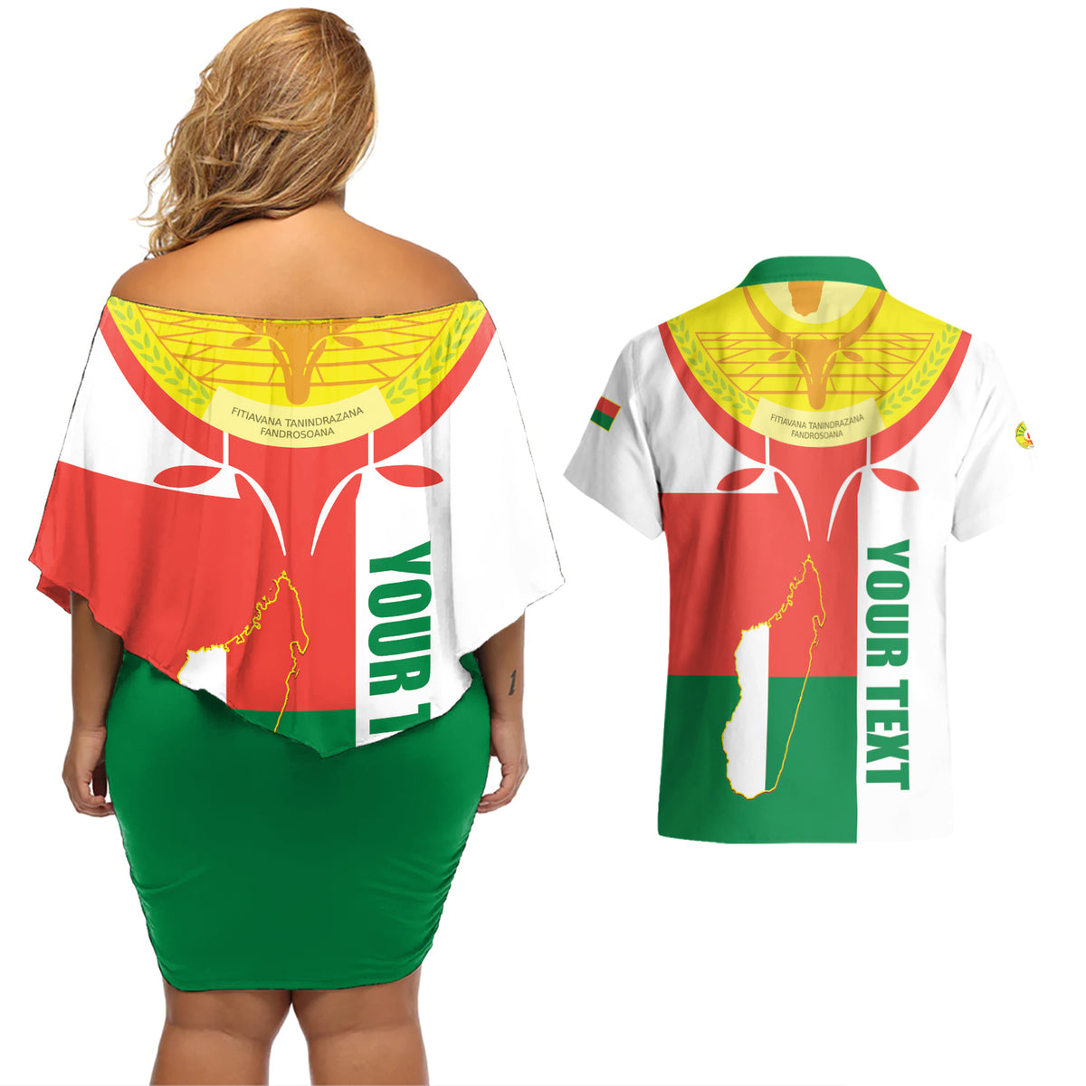 Madagascar Independence Day Couples Matching Off Shoulder Short Dress and Hawaiian Shirt Madagasikara June 26 - Wonder Print Shop